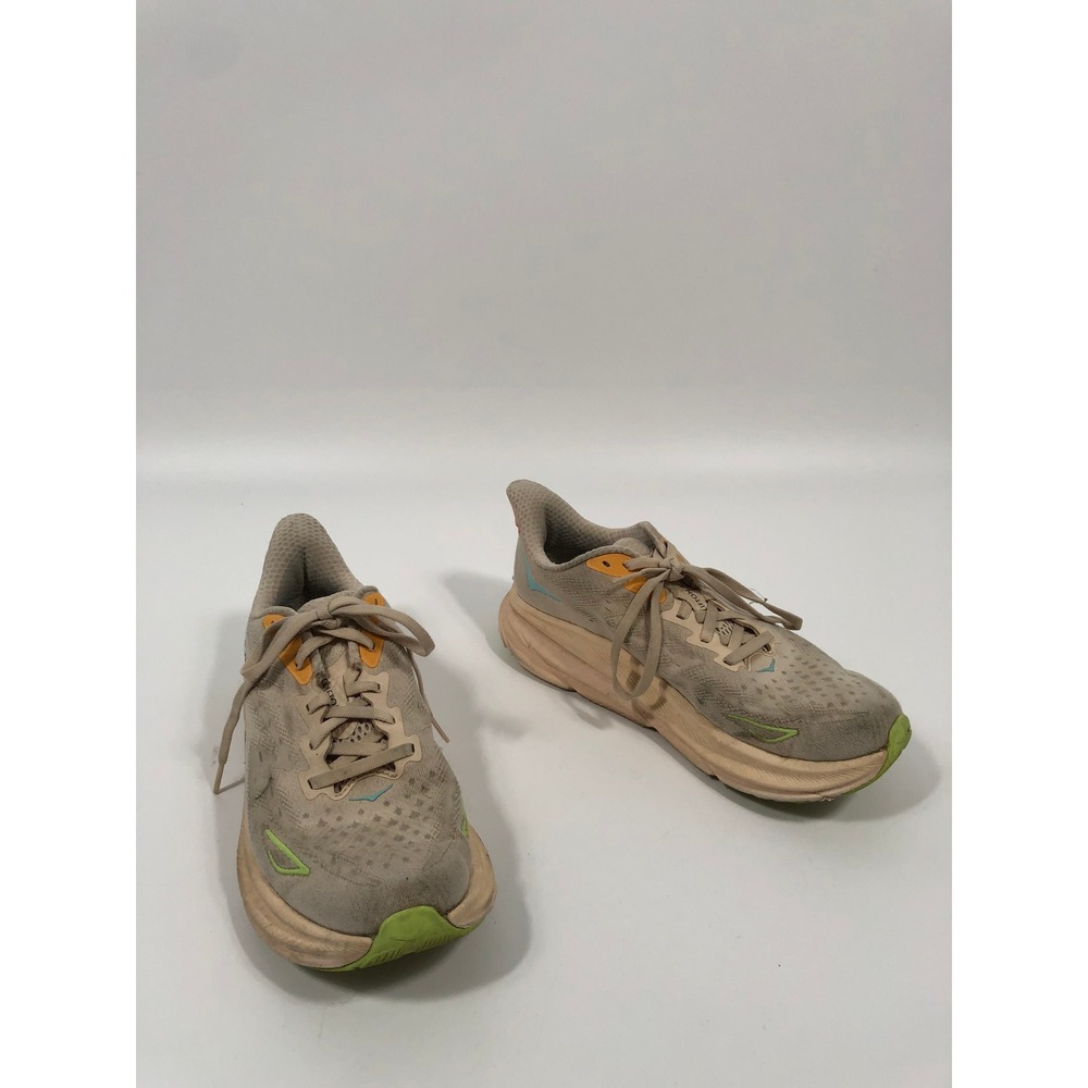 Hoka Clifton 9 Sneakers Women 7.5 Tan Athletic Running Shoes Active Comfort